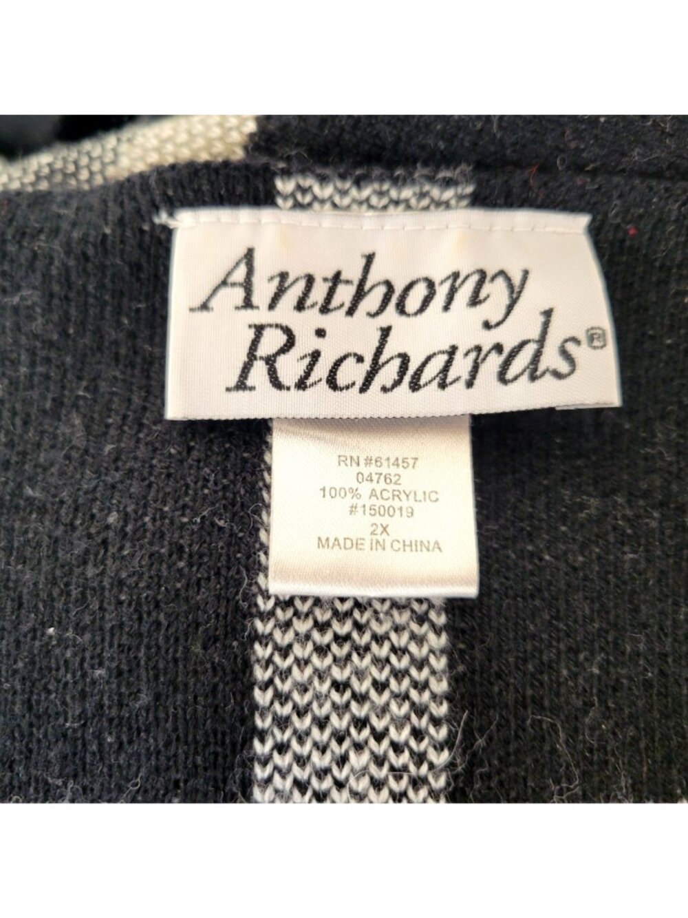 Anthony Richards Womens Striped Open-Front Cardigan Size 2X Black & White - Picture 3 of 4